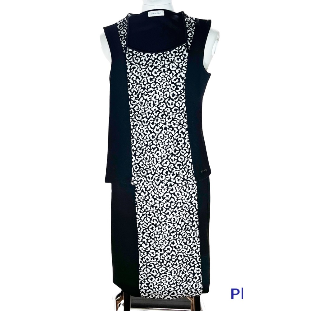 Calvin Klein 2 piece Black and White Cheetah Skirt Set.